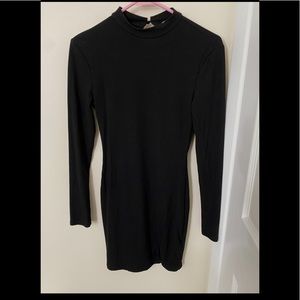 Black long sleeve key hole back dress
